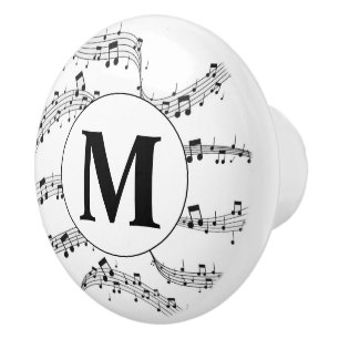 Monogramm für die Schwarzweiß-Musiknote Keramikknauf