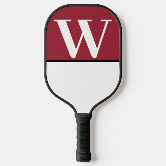 Monogramm für die Uni Rot und Weiß Pickleball Schläger (Vorderseite)