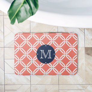 Monogramm für die Verbindung von Korallen und Navy Badematte
