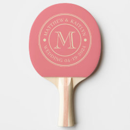 Monogramm für eine Pfirsich-Hochzeit im Stil der M Tischtennis Schläger