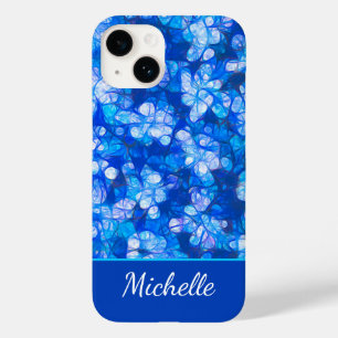 Monogramm für elegante, blauweiße Blume Case-Mate iPhone 14 Hülle