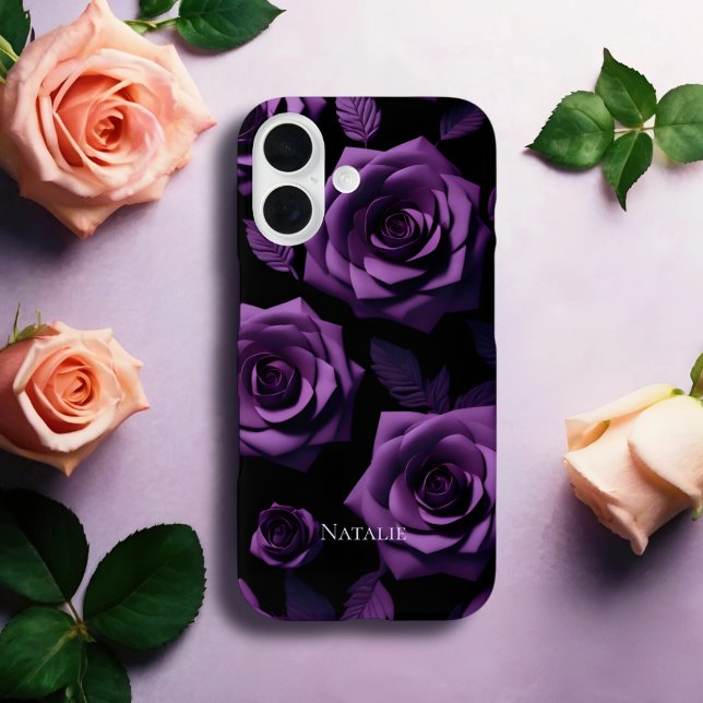 Monogramm für elegante Lila Rose Case-Mate iPhone Hülle (Von Creator hochgeladen)