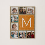 Monogramm für Fotolagen - Rustische Kraft und Oran Puzzle<br><div class="desc">Warme Herbstfarben mit einem natürlichen Braun- und Herbstpumpenorange - Sie können Instagram Fotos für dieses Design verwenden. Verwenden Sie 8 quadratische Foto, um ein einzigartiges und persönliches Geschenk zu kreieren. Oder man behalte den Hipster Welpe und macht einen trendigen Sake. Wenn Sie die Bilder anpassen müssen, klicken Sie auf das...</div>