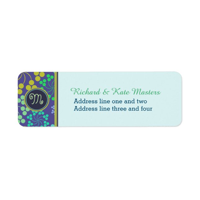 Monogramm für Funky Abstrakt Blue Floral (Vorne)