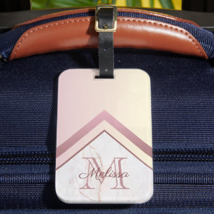 Monogramm für geometrische Zickzack Rose Gepäckanhänger