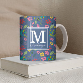 Monogramm für Girl-Bohemische Blume Kaffeetasse