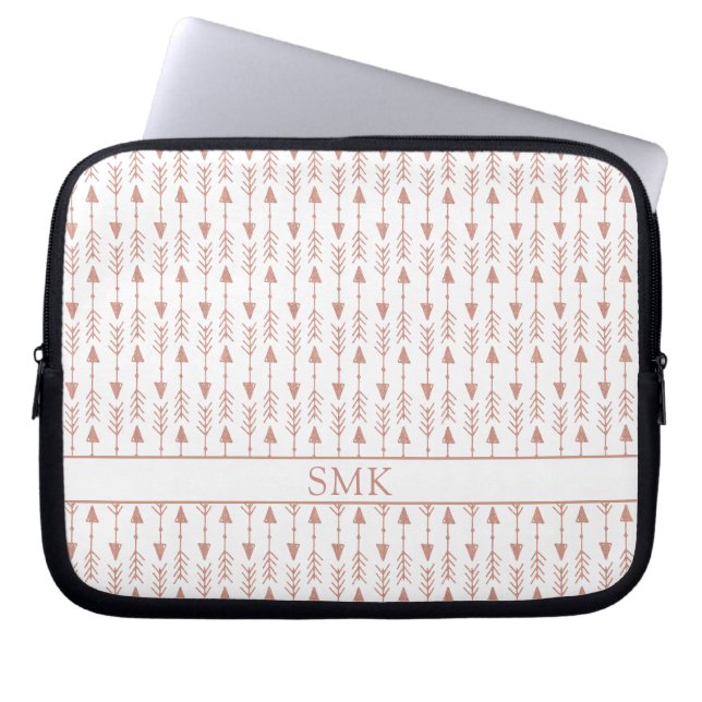 Monogramm für Girl-Rose-Gold-Foil-Tribal-Pfeile Laptopschutzhülle (Vorderseite)
