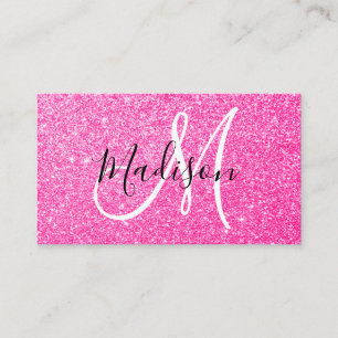 Monogramm für Girly & Glam Hot-Pink-Glitzer-Glitze Visitenkarte