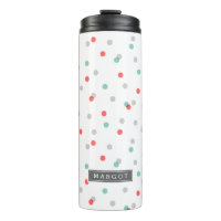 Monogramm für graue Aqua und Coral Confetti-Dots