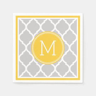 Monogramm für graue und gelbe Quatrefolie Serviette