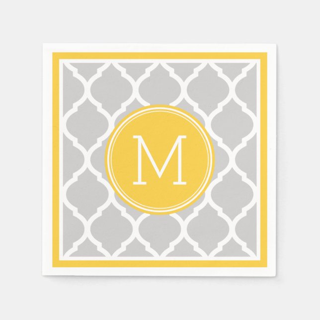 Monogramm für graue und gelbe Quatrefolie Serviette (Vorderseite)