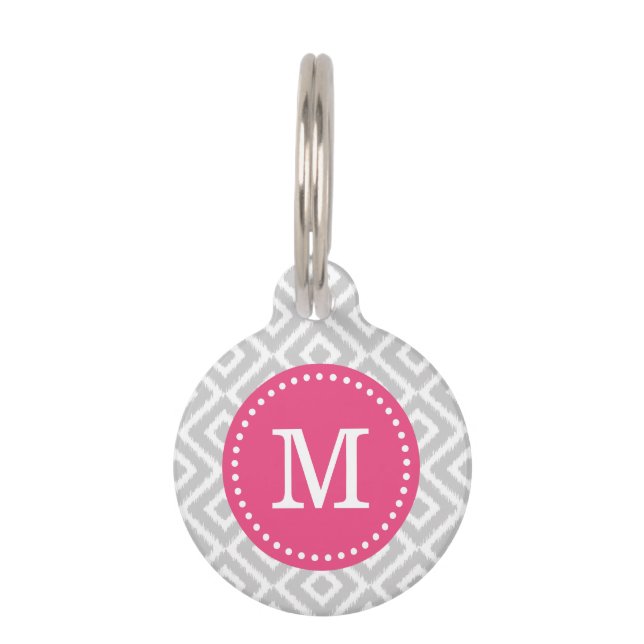 Monogramm für graue und rosa Diamanten Tiermarke (Vorderseite)