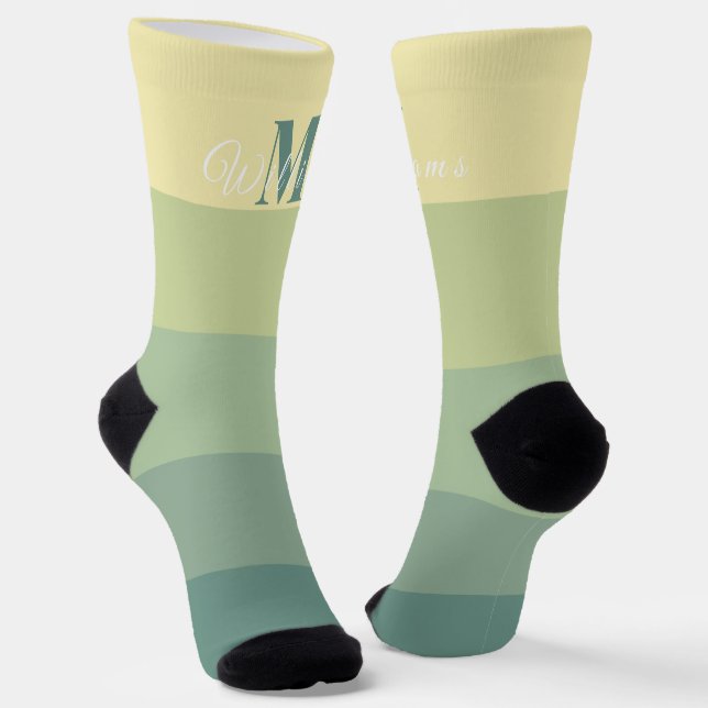Monogramm für grüne FarbeBlock Socken (Gewinkelt)