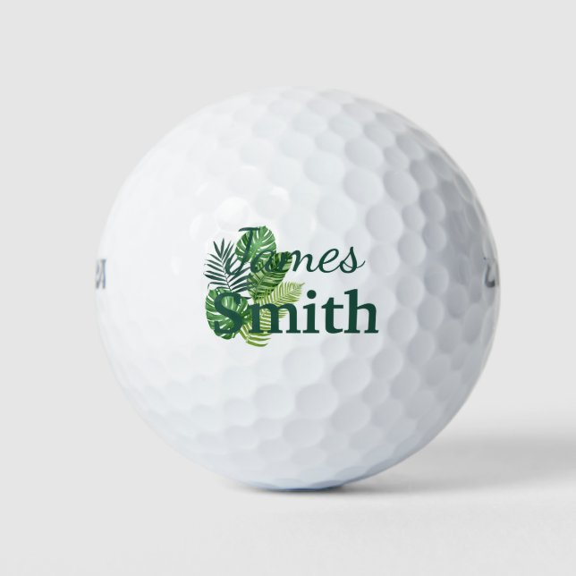 Monogramm für grüne tropische Blätter Golfball (Vorderseite)