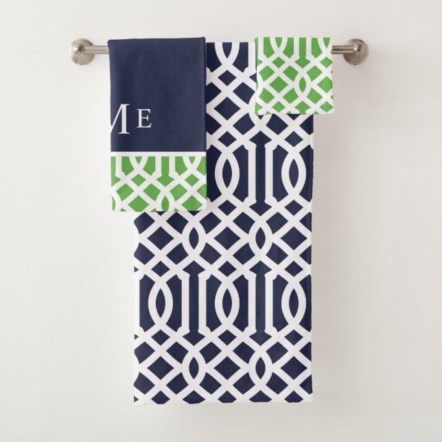 Monogramm für Grüne und Marine Badhandtuch Set (Insitu)