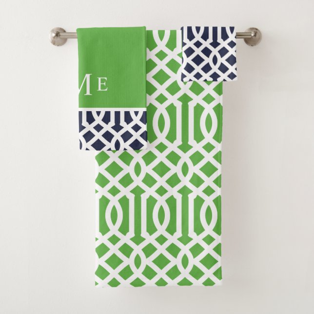 Monogramm für Grüne und Marine Badhandtuch Set (Insitu)