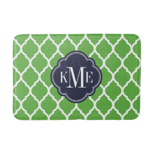 Monogramm für grüne und marokkanische Quatrefolien Badematte
