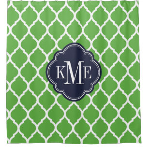 Monogramm für grüne und marokkanische Quatrefolien Duschvorhang