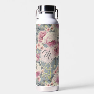 Monogramm für hübsche Rosen und Perlhöre Trinkflasche