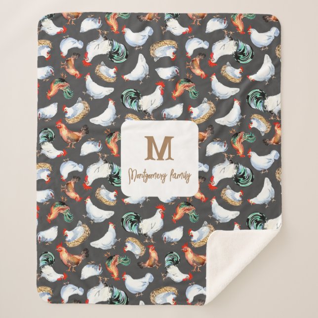Monogramm für Hühnerfamilien Sherpadecke (Vorderseite)