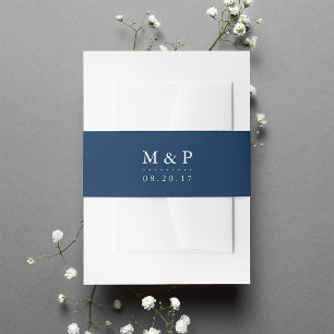 Monogramm für klassische Marine und White Wedding Einladungsbanderole