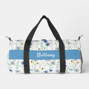 Monogramm für Lila Aquarellfarben-Wildblume Duffle Bag