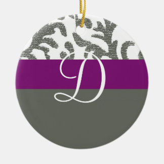 Monogramm für Lila und graue Floral Keramikornament