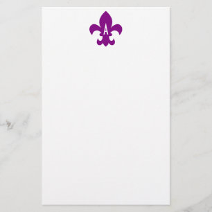 Monogramm für lila und weiße Lilien Briefpapier