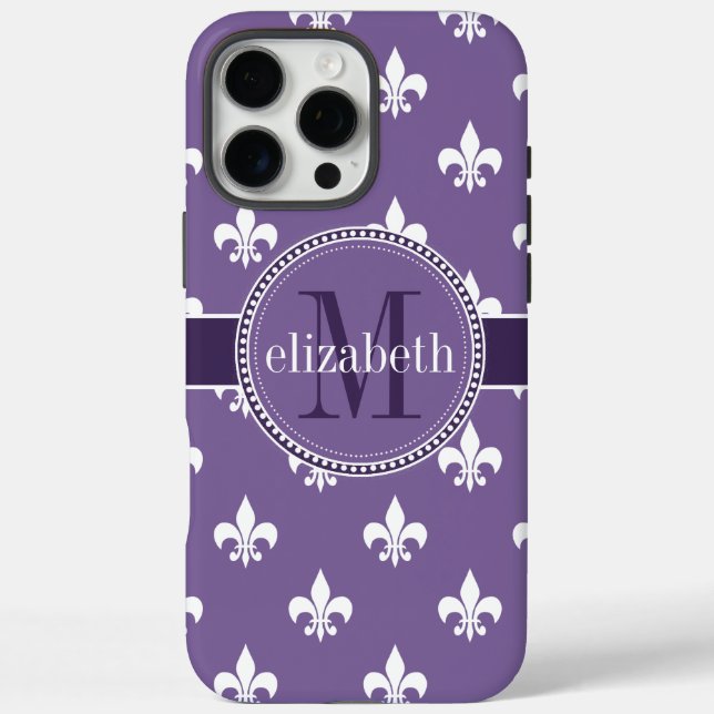 Monogramm für lila und weiße Lilien Case-Mate iPhone Hülle (Rückseite)