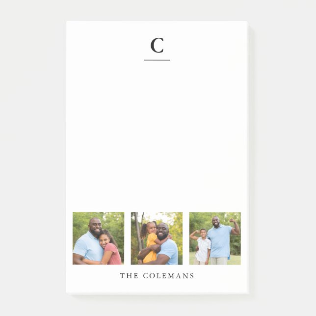 Monogramm für mehrere Foto Post-it Klebezettel (Vorderseite)