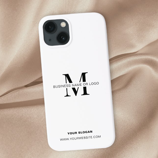 Monogramm für Minimalistische Schwarzweiß-Firmenlo Case-Mate iPhone Hülle (Minimalist monogram or logo branded phone case in white)
