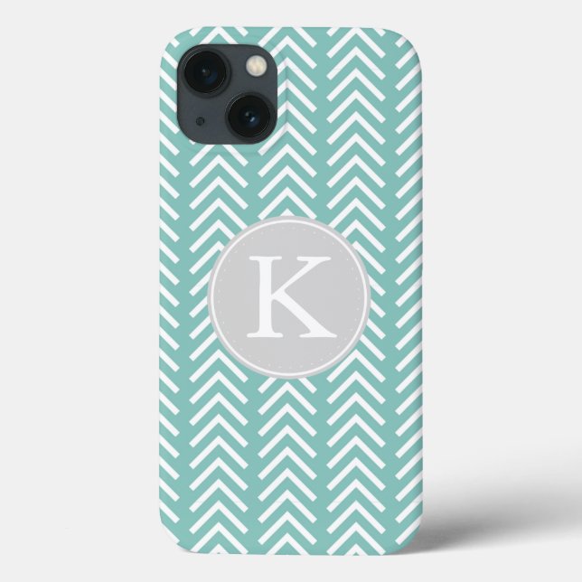 Monogramm für Minze und Weiße Pfeile Case-Mate iPhone Hülle (Rückseite)