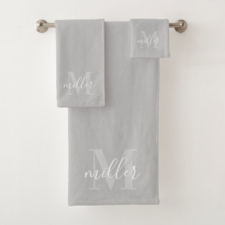 Monogramm für moderne graue Personalisierte Famili Badhandtuch Set