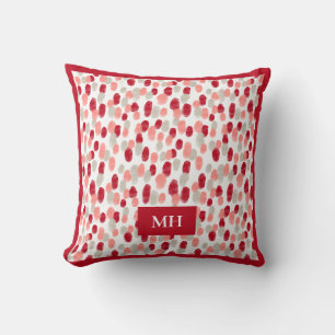 Monogramm für moderne rote und weiße Muster Kissen
