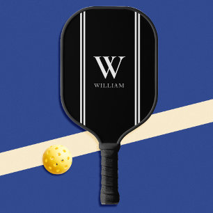 Monogramm für moderne Schwarz-Weiß-Anfangsnamen Pickleball Schläger