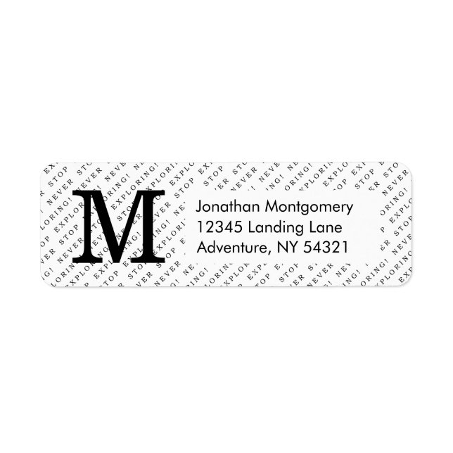 Monogramm für moderne Schwarz-Weiß-Reisen (Vorne)