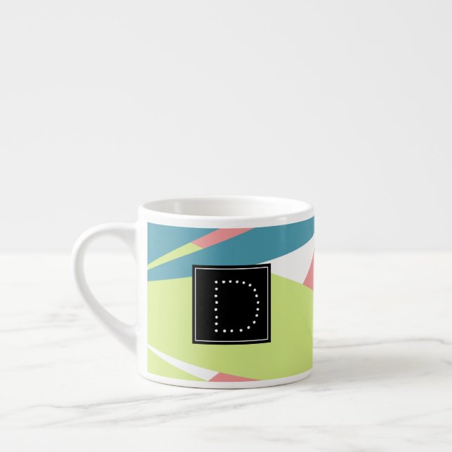 Monogramm für moderne Stripgeometrie Espressotasse (Links)