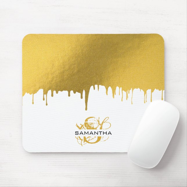 Monogramm für modische Gold-Metallic-Tropfen Mousepad (Mit Mouse)
