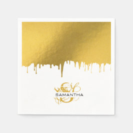 Monogramm für modische Gold-Metallic-Tropfen Serviette
