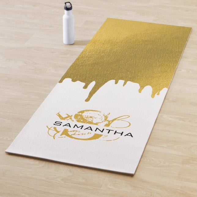 Monogramm für modische Gold-Metallic-Tropfen Yogamatte (Beispiel)