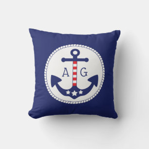 Monogramm für Nautic Anchor Patriotic Stars & Stri Kissen