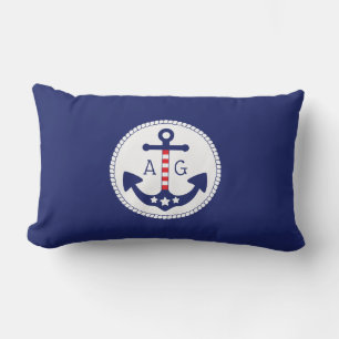 Monogramm für Nautic Anchor Patriotic Stars & Stri Lendenkissen