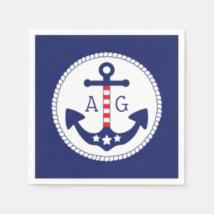 Monogramm für Nautic Anchor Patriotic Stars & Stri Serviette