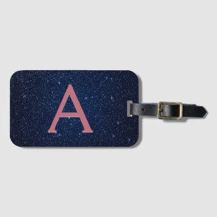 Monogramm für Navy Blue & Rose Gold Sparkus Glitze Gepäckanhänger