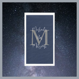 Monogramm für Navy Blue White Bar Mitzvah Name Serviette