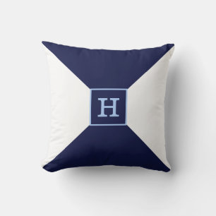 Monogramm für Navy Blue & White Kissen