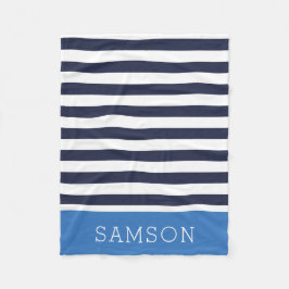Monogramm für Navy und Blue Stripes | Editierbare  Fleecedecke