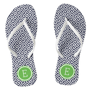 Monogramm für Navy und Green Greece Flip Flops