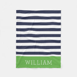 Monogramm für Navy und Green Strips | Editierbare  Fleecedecke