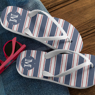 Monogramm für Navy und Red Summer Strips Flip Flops